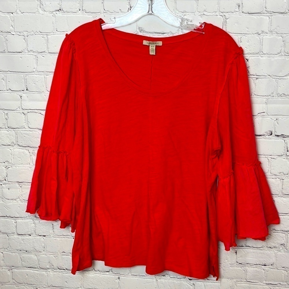 Bordeaux Flare Sleeve Scoop Neck Top
